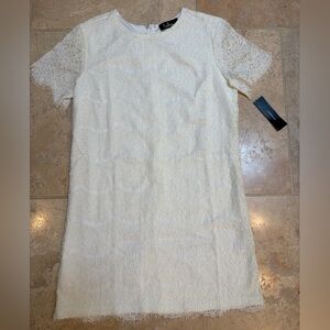 Lulus Ivory Elegant Lace Shift Dress- NWT
